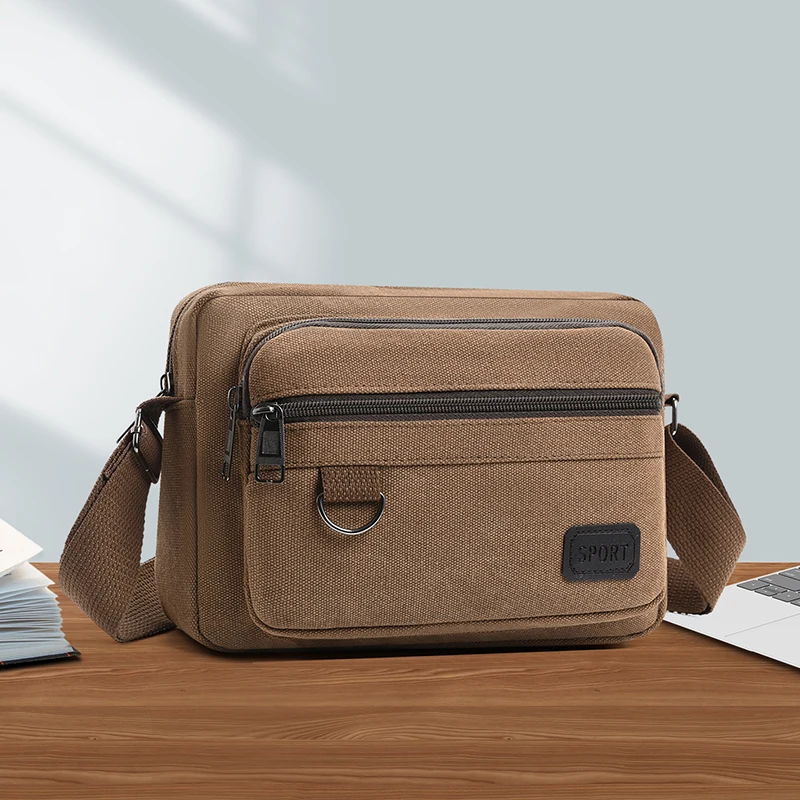 

New Men's Casual Multi-Purpose Canvas Crossbody BagIn Solid Color Simple Design High-End Style Single Shoulder Crossbody Bag