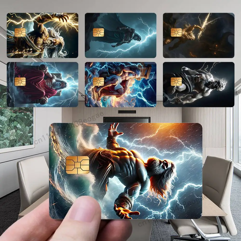 

Greek Art God King Zeus Bank Credit Cards Bus Pass Stickers Cool Decoration Waterproof 4PCS Card Protective Film
