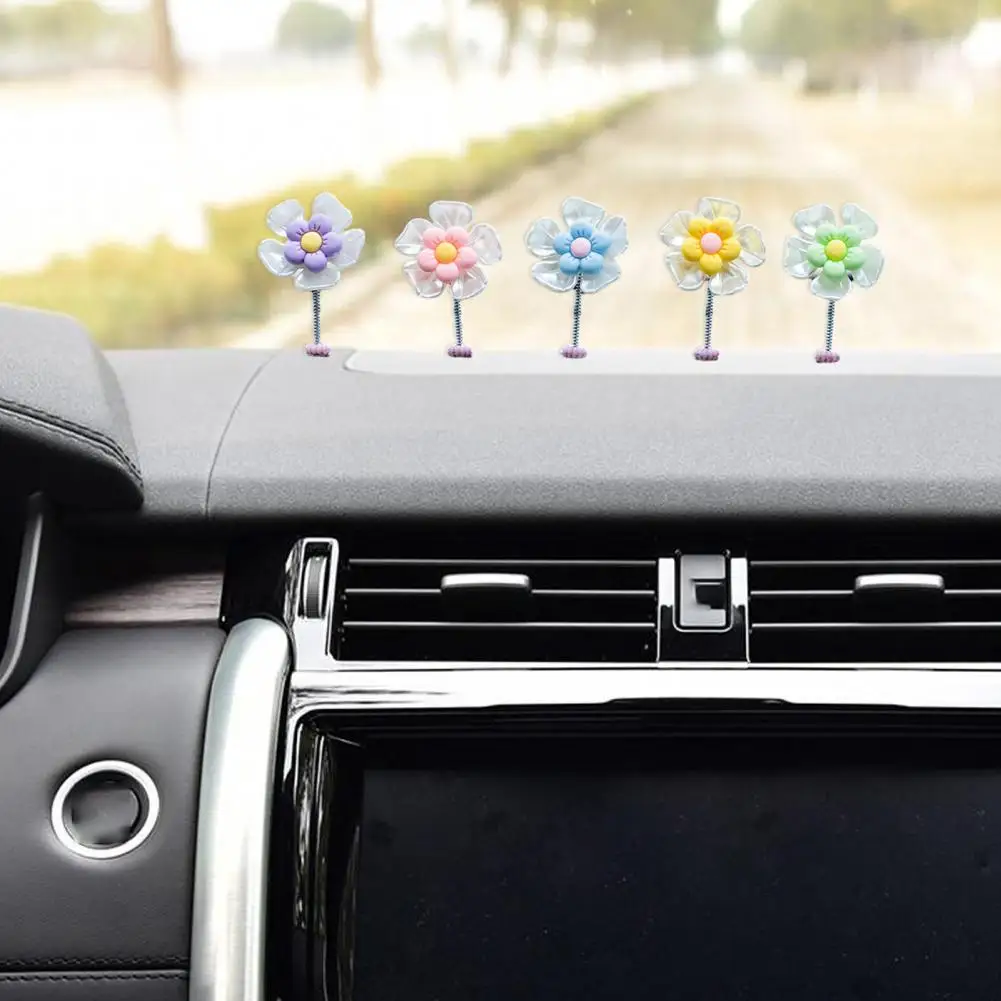 Unique Car Cute Sun Flowers Shaking Head Ornament Vibrant Car Dashboard Desk Decorations for Home Office Accessories Car