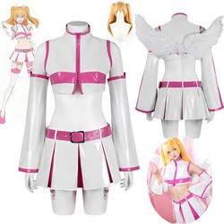 Anime 2.5 Dimensional Seduction Lilysa Amano Liliel Cosplay Costume Wig Wing Stockings Skirt Set Leather White Uniform Girls