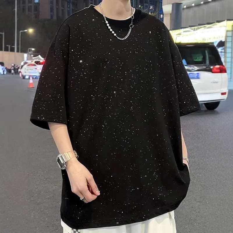 

Gypsophila Short-sleeved T-shirt Men's Summer New Starry Sky Niche Design American Half-sleeve