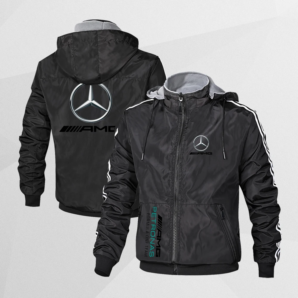 Jaqueta de ganso dupla face, masculina e feminina, jaqueta casual de algodão esportiva, Mercedes Benz, outono, inverno, 2024