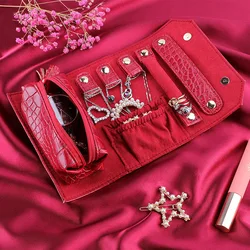 Bolsa enrollable De cuero para joyería, Organizador De bolsas De viaje, collar, pendientes, anillo, estuche De almacenamiento, Soporte para reloj, Joyeros