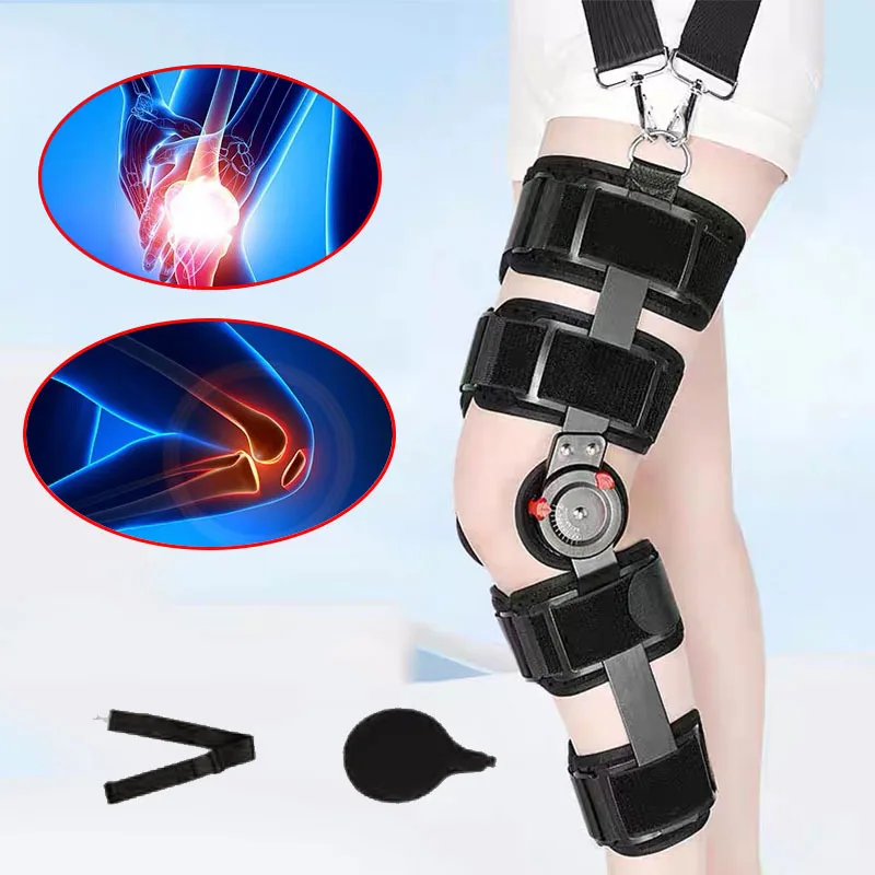 Adjustable Hinged Orthopedic Knee-Joint Support Knee Leg Brace Protector Post Surgery Bone Orthosis-Ligament Care Joint Support