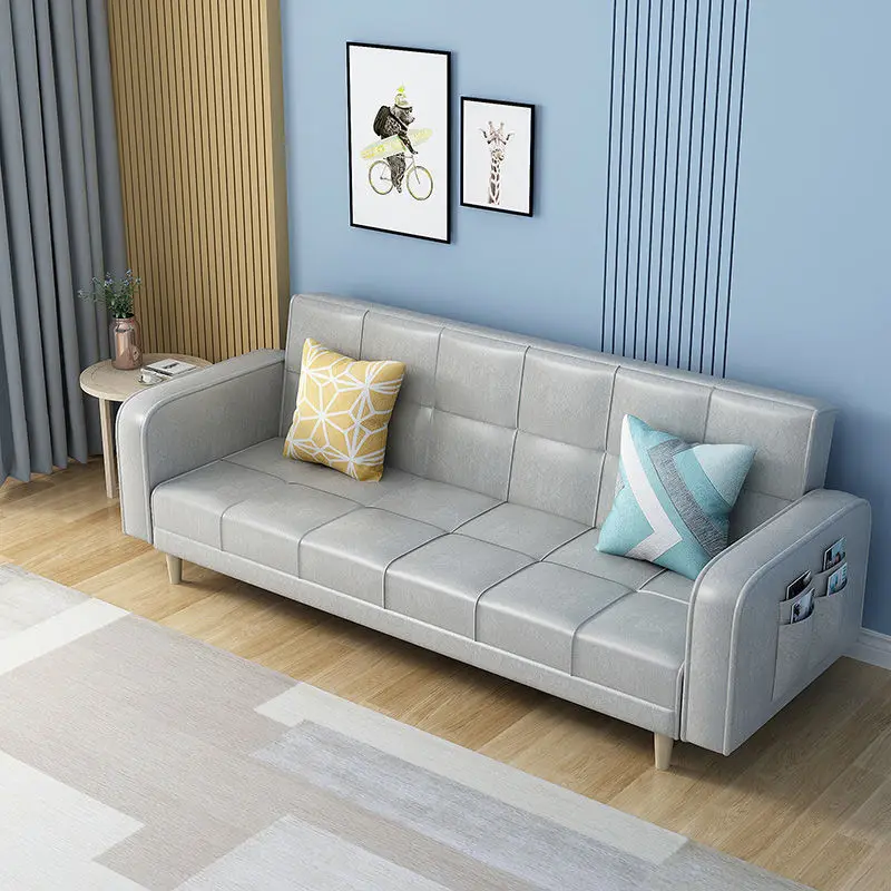 

Living room sofa small apartment modern Nordic style fabric sofa bed apartment rental room leave-in technology cloth simple