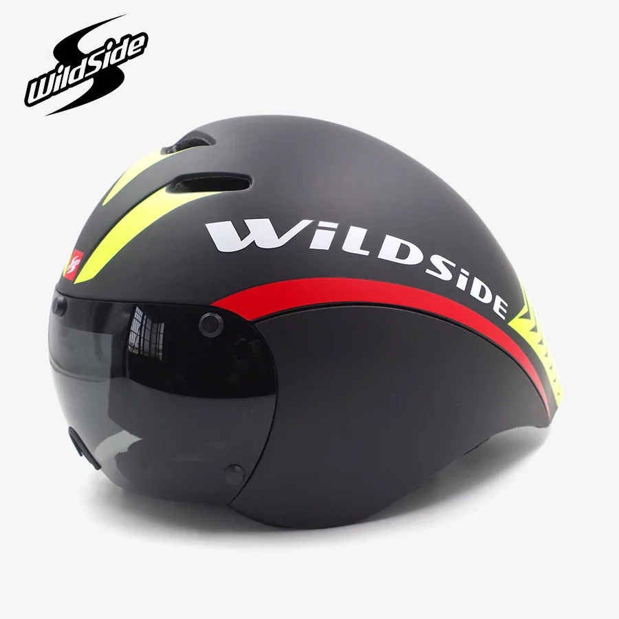 

Triathlon Aero Bike Helmet TT Cycling Helmet tri Road Bike Time Trial Race Ironman tt Bicycle Helmet with Lens Goggles Visor