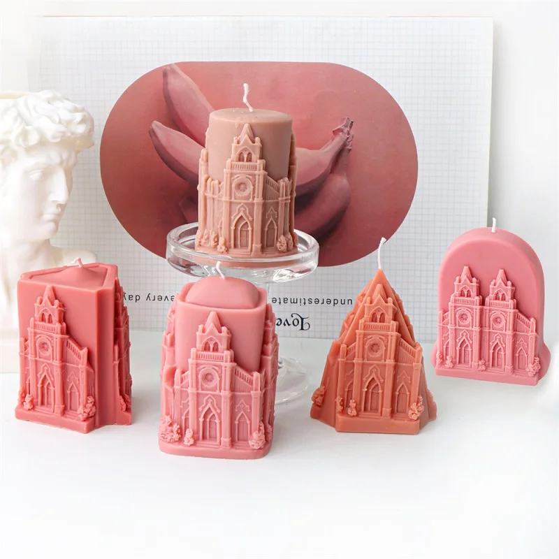 

3D European Retro Architecture Castle House Silicone Candle Mould DIY Handmade Church Aroma Plaster Home Creative Decoration