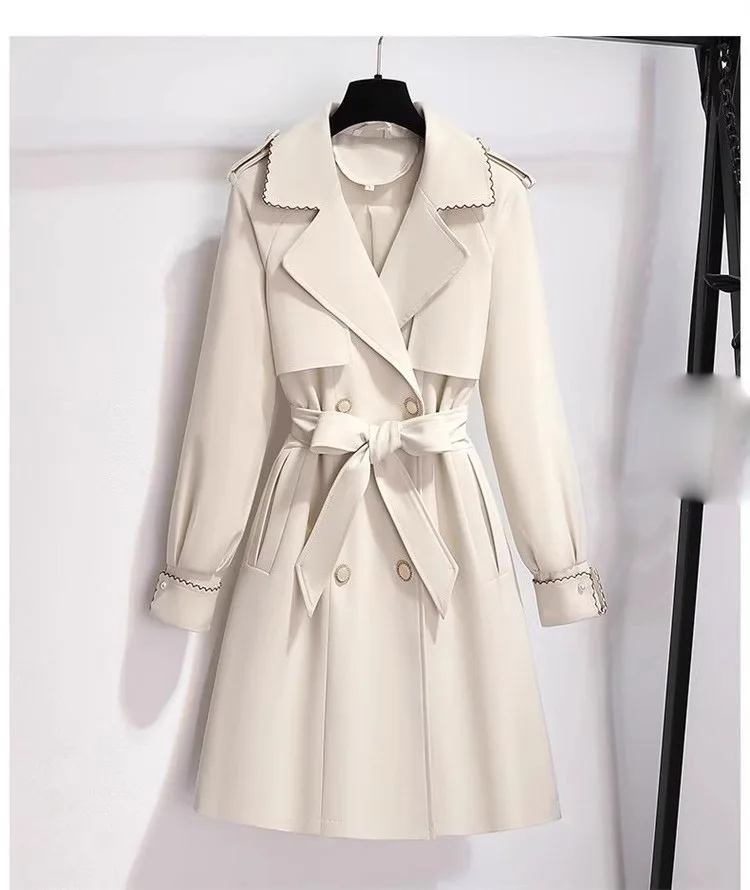 

2024 Women's Clothing Temperament Waist-Controlled Trench Coat S5