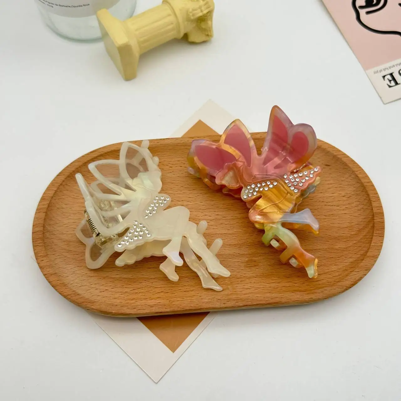 

Женские аксессуары для волос в волшебном стиле: градиентная заколка с стразами, заколка-бабочка, заколка в стиле феи-эльфа