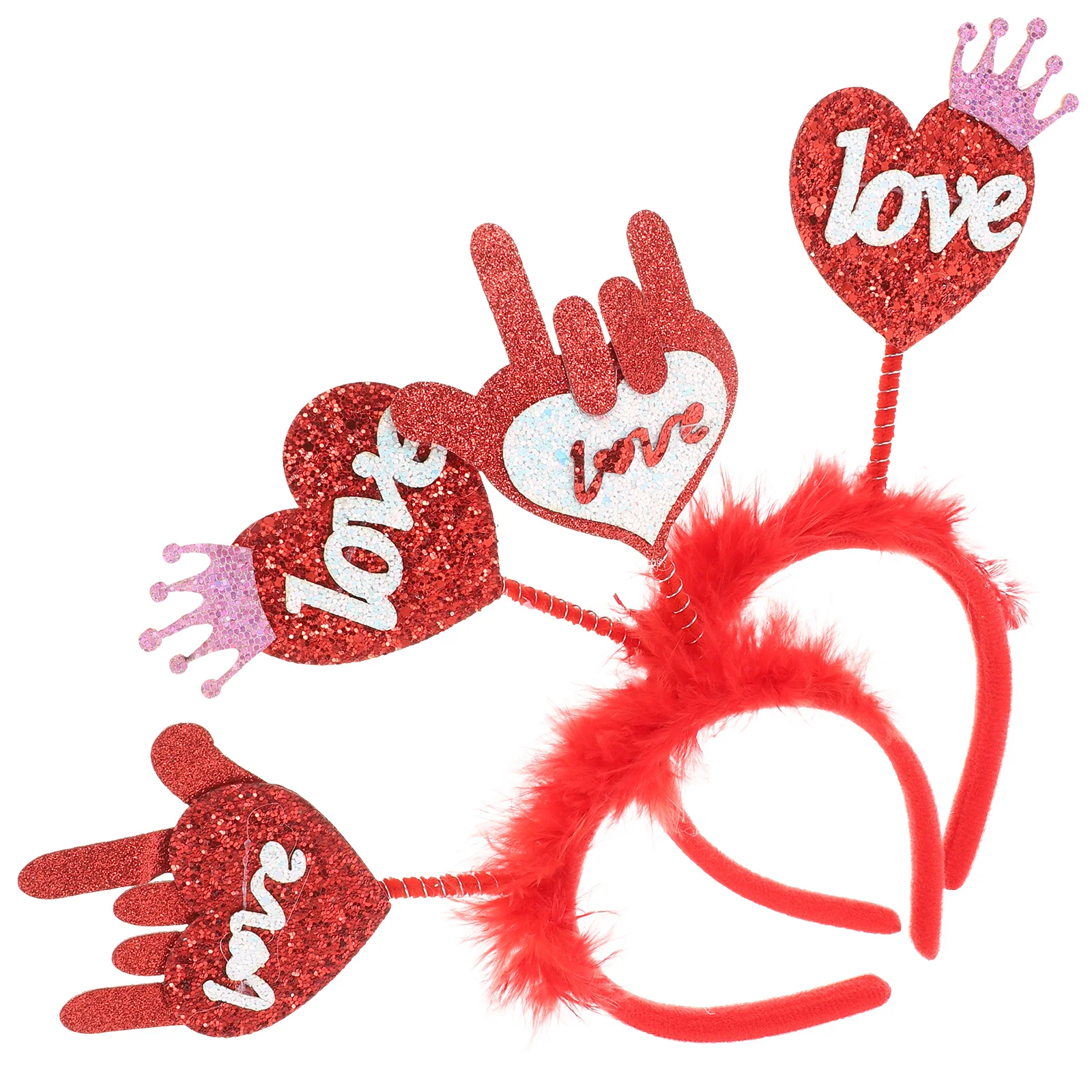 

2 Pcs Love Headband Hair Ribbon Cute Headbands Heart Valentines Day Wedding Accessories for Kids Iron Hearts Child Red