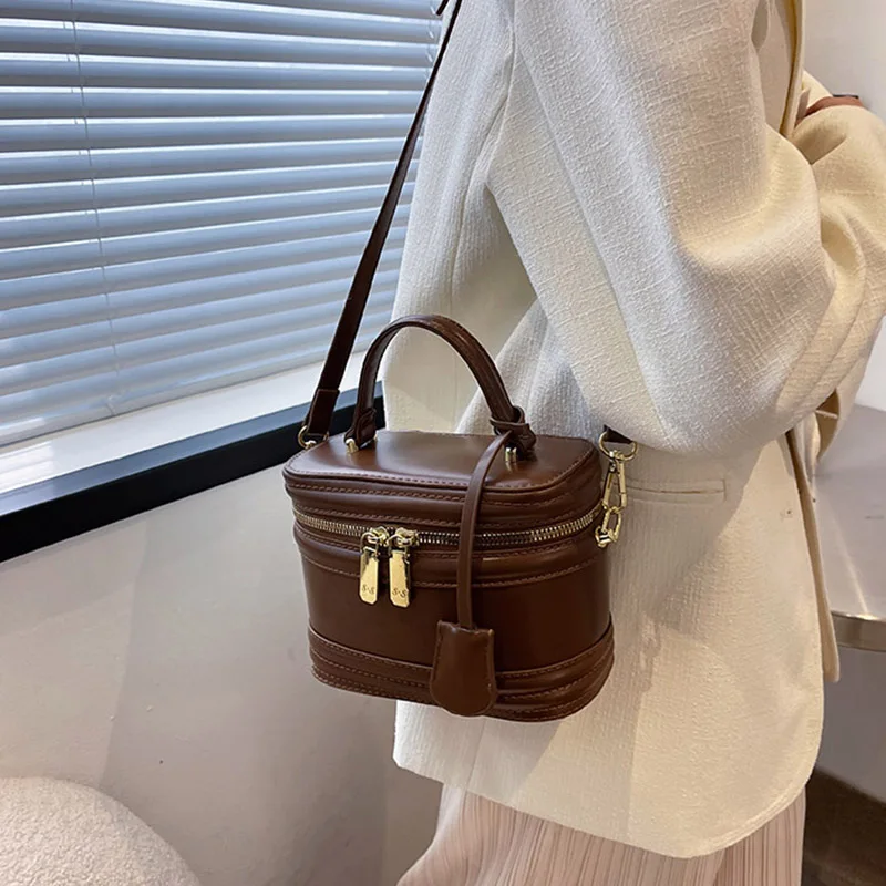 Bolso de hombro en forma de barril para mujer, bandolera cuadrada de alta calidad, a la moda