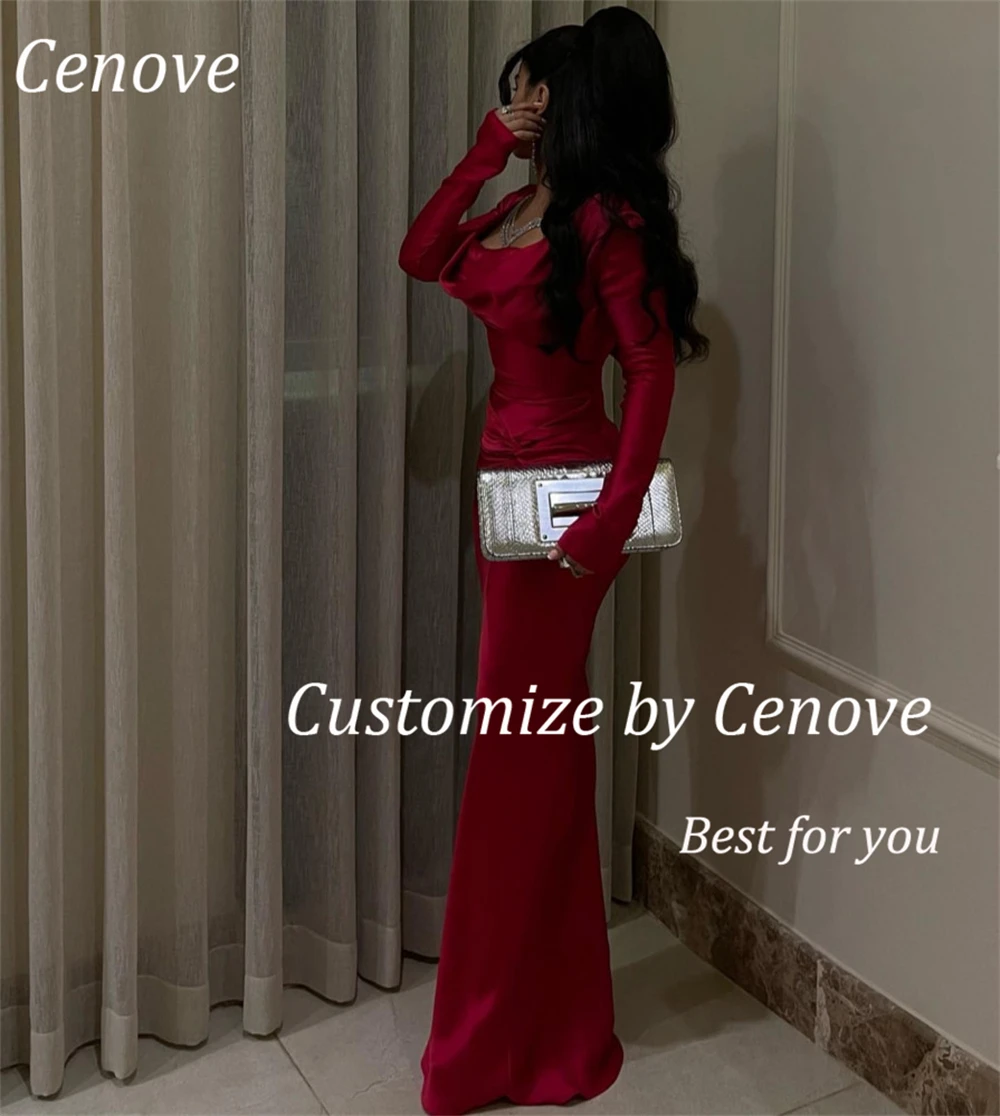 Cenove Mermaind Sheath Long Evening Gown Formal Princess O-Neck Elegant Prom Red New Party Dresses for Women 2023