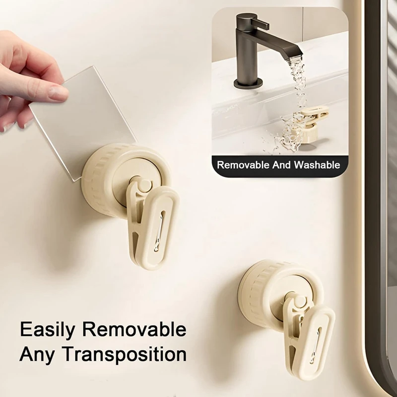3PCS Rotating Suction Cup Storage Clips Hooks For Hanging Home Office Accessories (C)