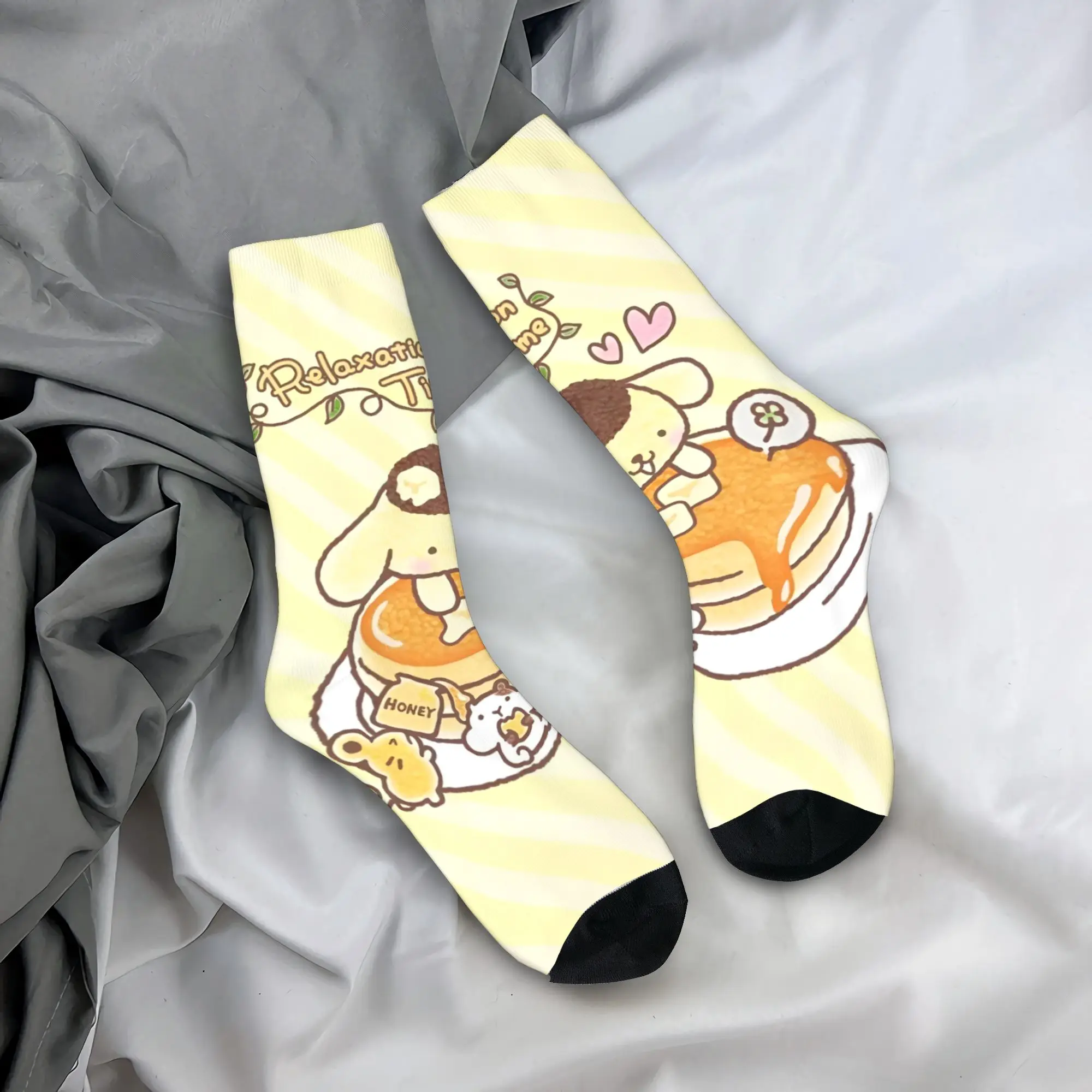 

Мужские носки Pom Pom Purin, чулки с героями мультфильмов, нескользящие мягкие носки, весенние повседневные велосипедные носки с графическим рисунком