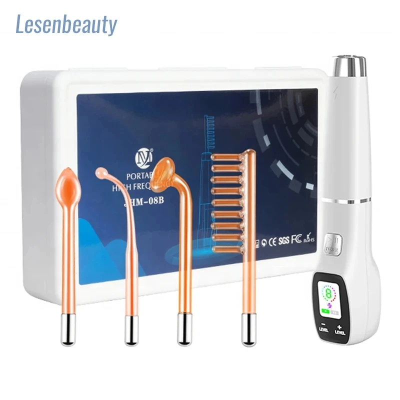 

LESEN New High Frequency Facial Machine Skin Therapy With 4 Neon Argon Wands Remove Wrinkles Acne Facial Therapy Wand Skin care