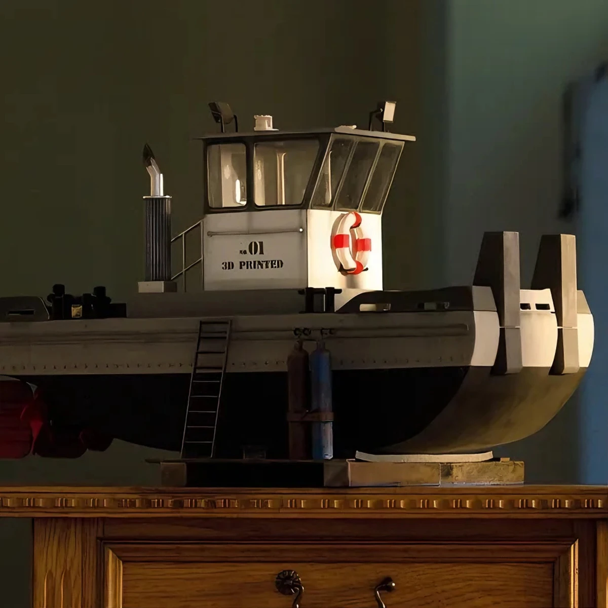 RC Ships 50cm Features A Dual-motor Flat-top Design Remote Control Boat 3D-printed Detail Parts RC Schiffe Model Kit Ship Toy