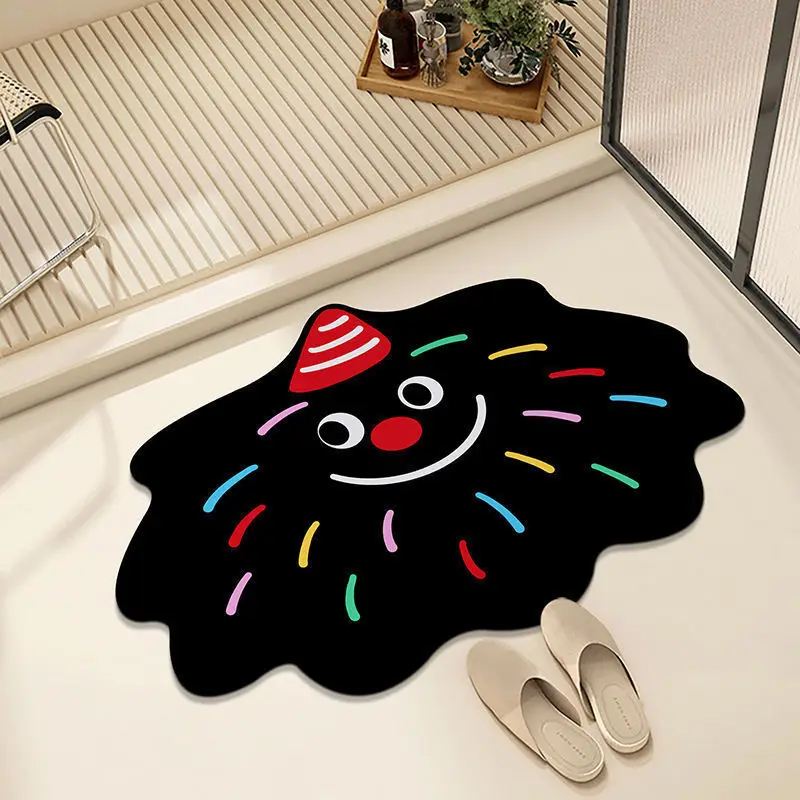 Special-shaped Funny Expression Bathroom Absorbent Floor Mat Toilet Door Anti-slip Door Mat Home Decorative Mat