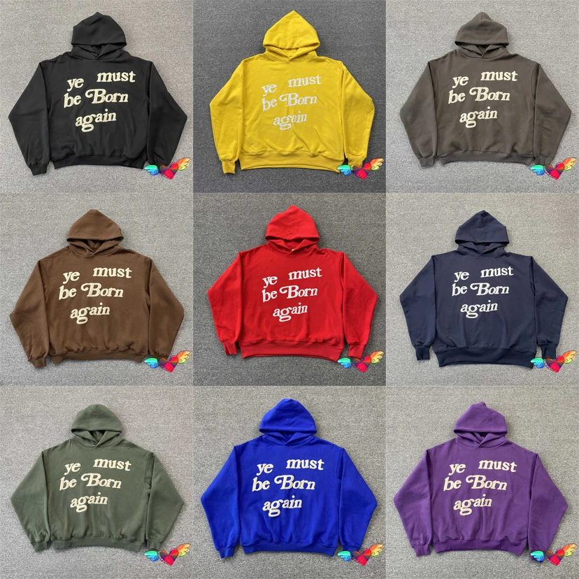 

2023 Hip Hop Fleece CPFM Hoodie Men Women 1:1 Oversize Foam Print Ye Must Be Born Again Hoodie Multicolor Kanye West Sweatshirts