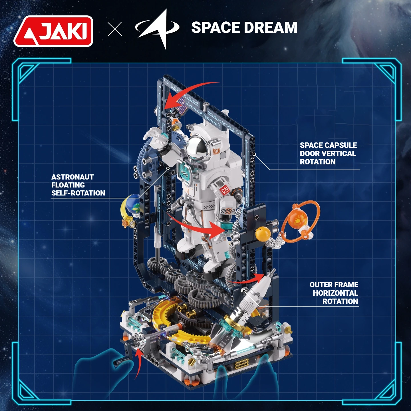 CK032 Aerospace Series Suspended Astronaut Building Blocks Toy, Educational Model Assembly, Creative Toy Ornament, Birthday Gift