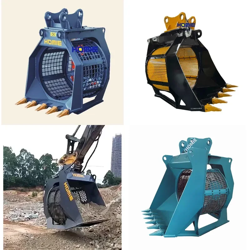 for HOMIE Excavator Attachments Screen Bucket Topsoil Rotary Screen Bucket For Construction And Demolition