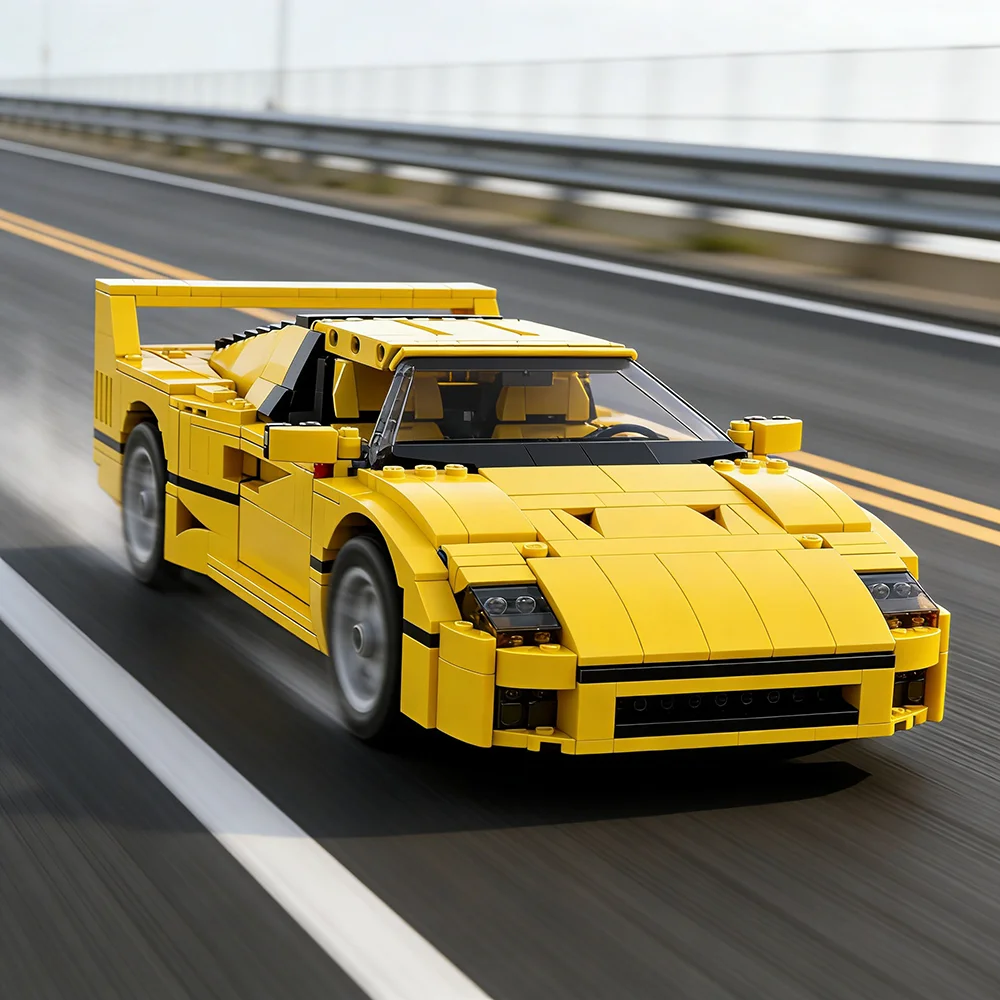 

Yellow F40 Compatible MOC-49743 Sports Car Splicing Creative Assembly DIY 1192PCS Racing 10248 Sets for Adult Kids Gift