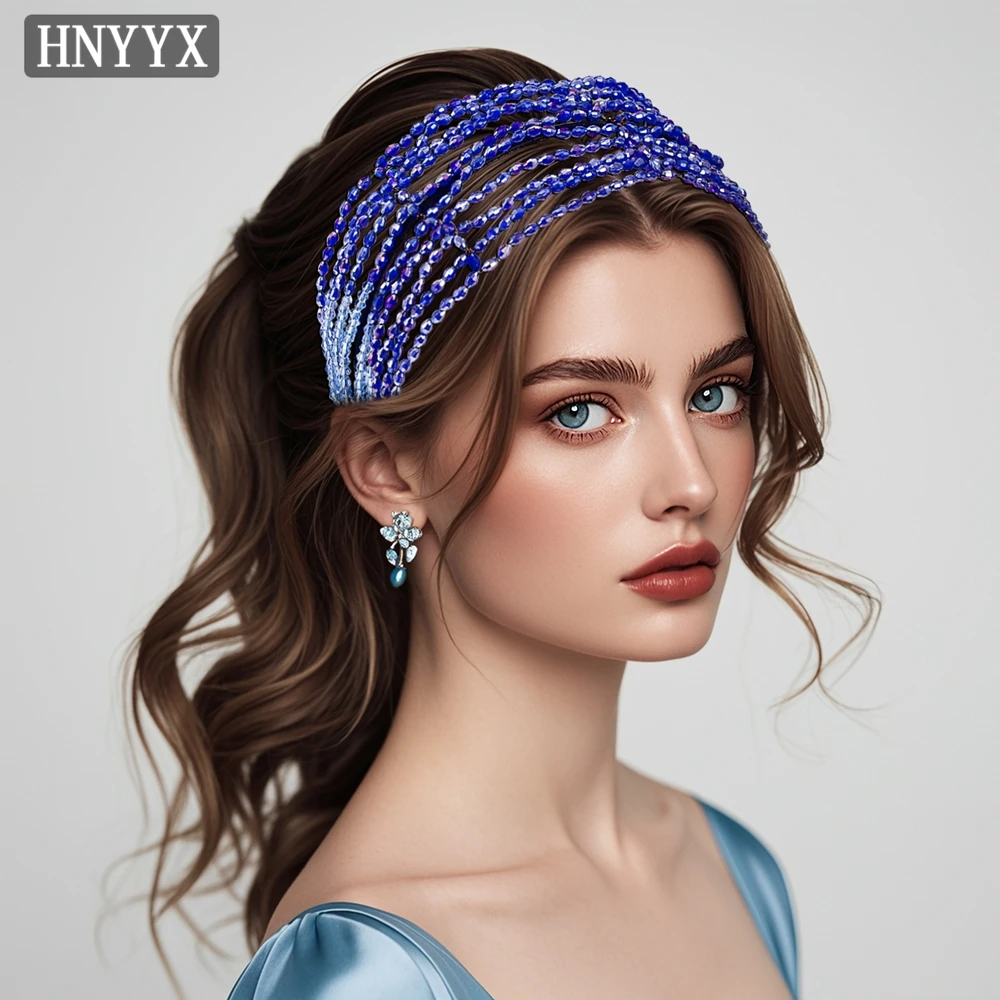 YouLaPan Bride fashion wedding blue headdress handmade beaded European American ladies party Christmas ball headband YXA20