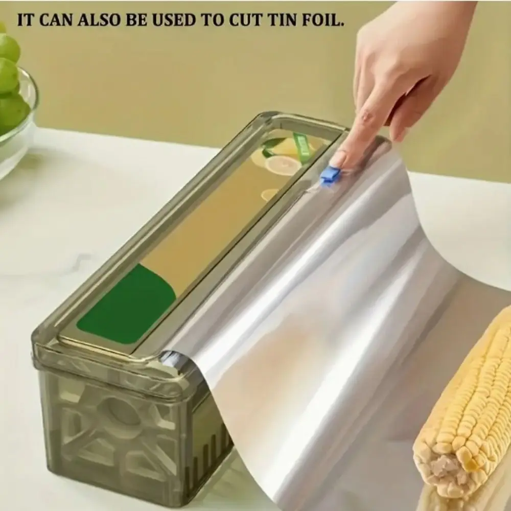 3pcs Convenient Plastic Wrap Dispensers Reusable Plastic Foil Film Cutter Slide Cling Film Cutting Strip Plastic Wrap