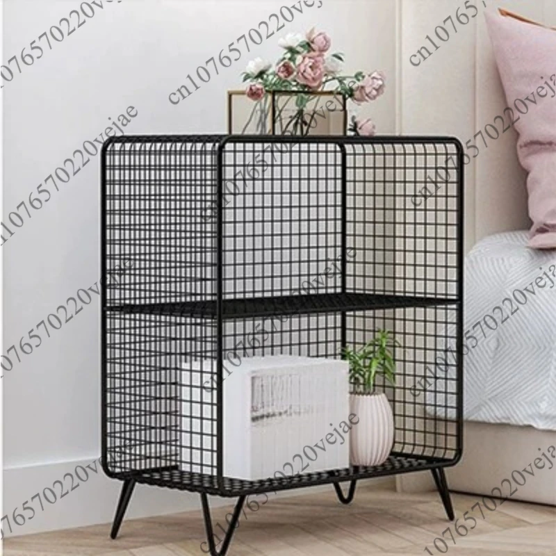 

Скандинавская многоярусная книжная полка-органайзер из металлической сетки, напольная подставка для гостиной, универсальная и практичная стойка для хранения