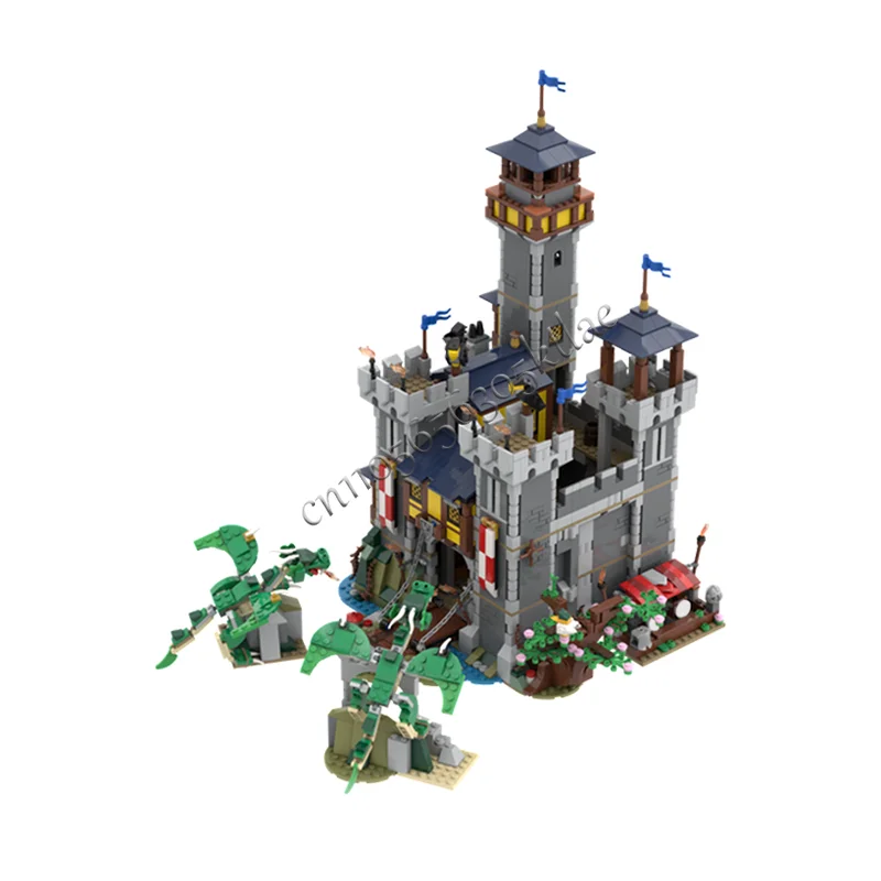 2427PCS Customized MOC Medieval Attack of The Castle By The Dragons Model Build DIY Innovative Bricks Assembly Toy Holiday Gift