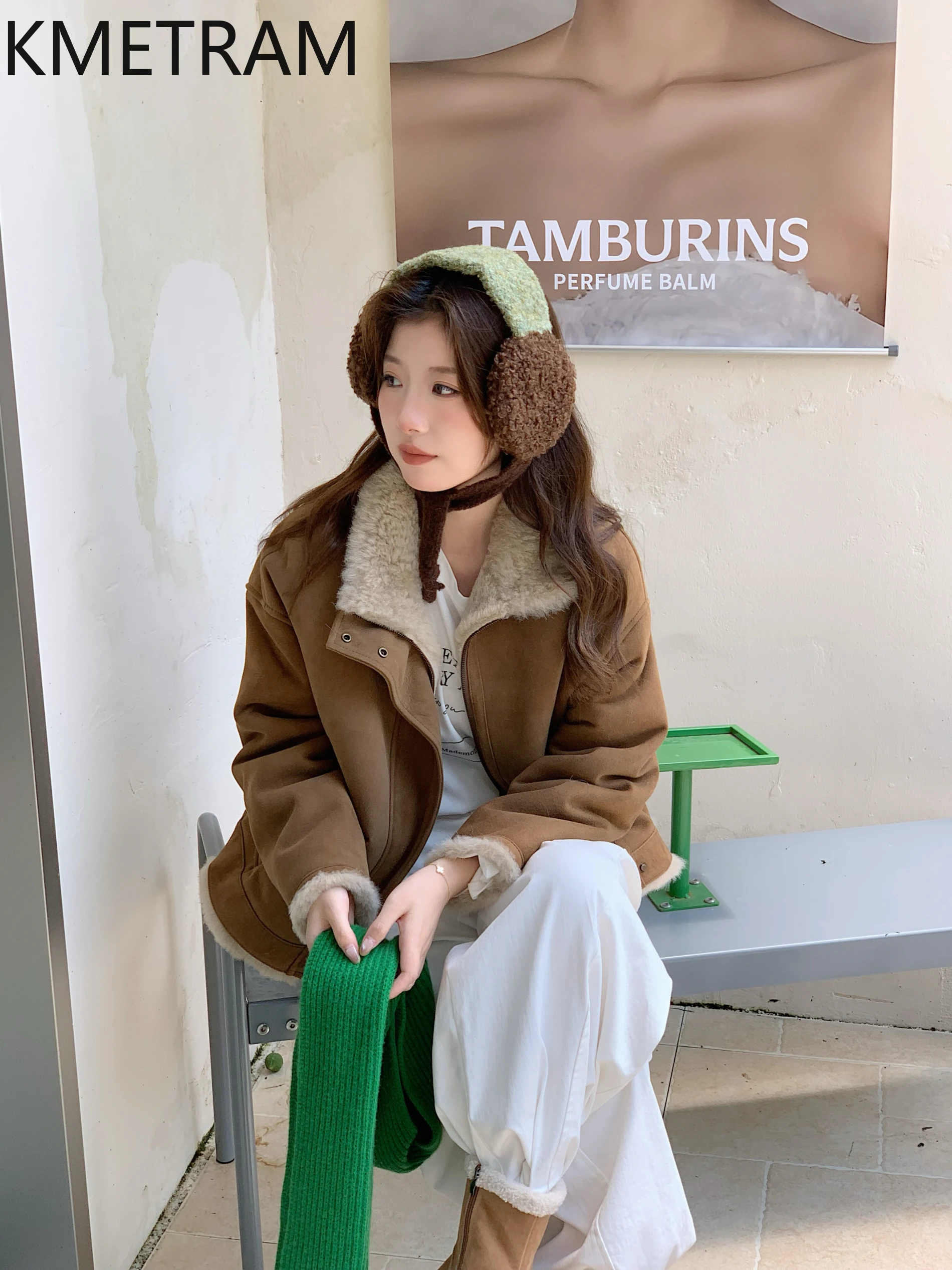 KMETRAM 100% Merino Wool Sheepskin Fur Clothing for Woman High-Quality Deep Camel Real Fur Jacket Winter Outerwears 2025 пальто