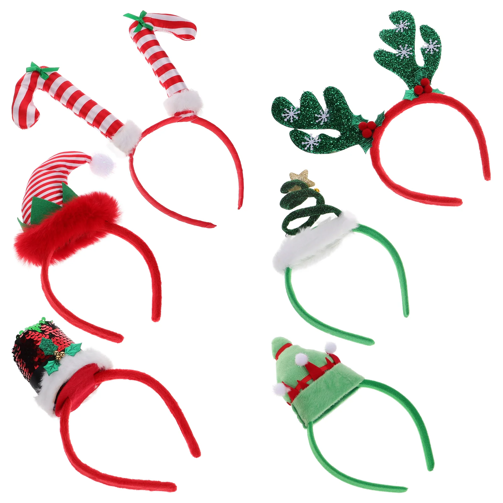 แถบคาดศีรษะคริสต์มาสธีมคริสต์มาส Headpieces อุปกรณ์เสริมผมหมวกจํานวนมาก Hoops Xmas Headbands สําหรับผู้ใหญ่เด็กพลาสติก