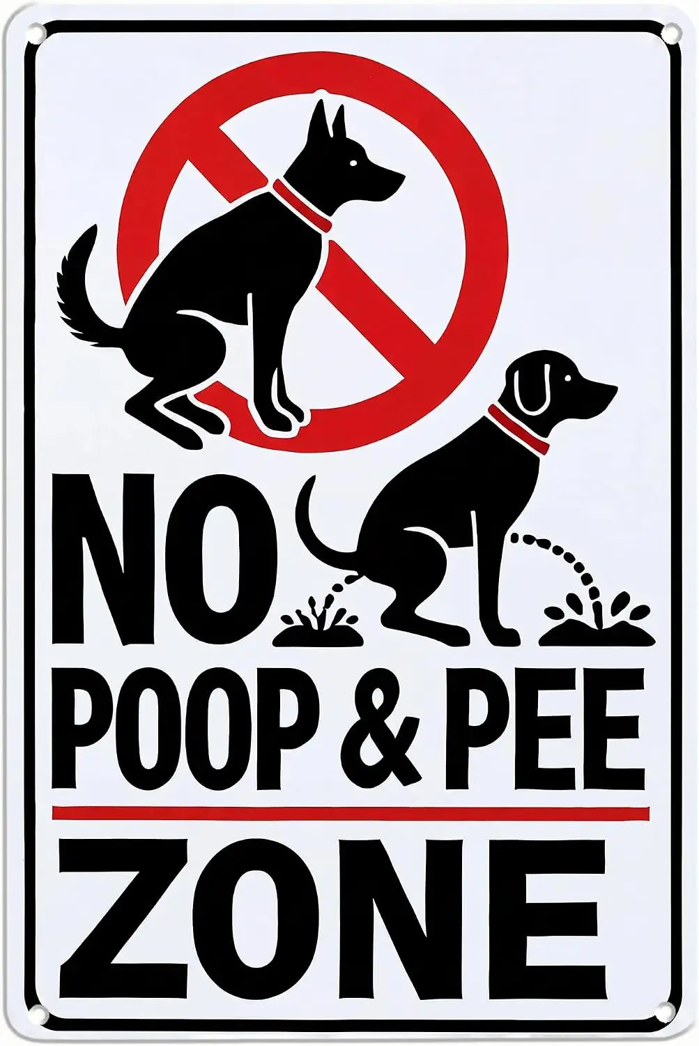 No Dog Poop & Pee Zone Sign   Metal Tin Sign, Funny No Dog Potty Area Warning Sign for Lawn Yard Garden Fence Home Outdoor D