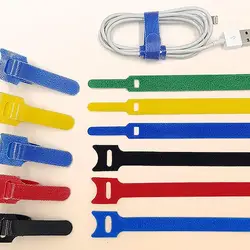 10Pcs Long T-Type Cable Ties Wire Reusable Cord Organizer Wire Fastener Straps Colored Nylon Hook Loop Computer Data Cable Tie