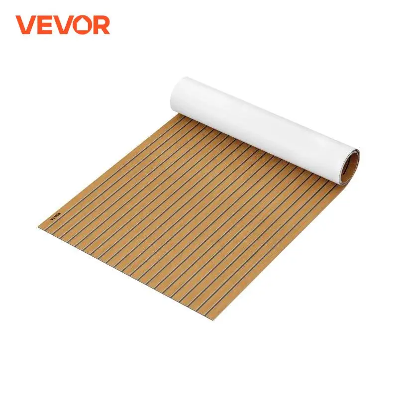 VEVOR 2400x1200x6mm Boat Decking Sheet Thick Non-Skid EVA Foam Faux Teak Decking Self-Adhesive Marine Yacht Vehicle Flooring Pad