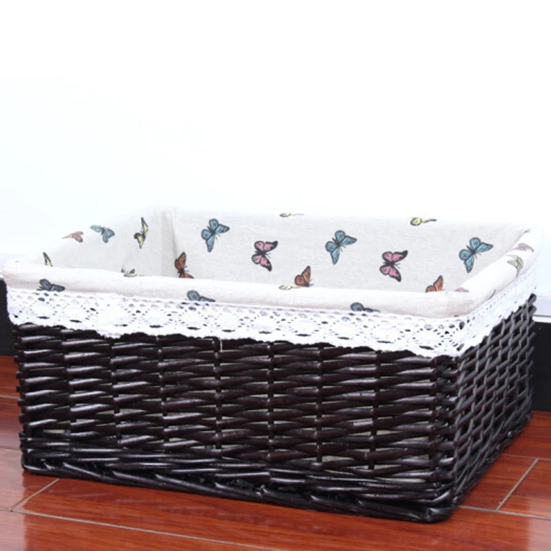 ABWR-Handmade Rattan Storage Basket Household Items Snack Fruit Debris Clothing Finishing Willow Storage Basket