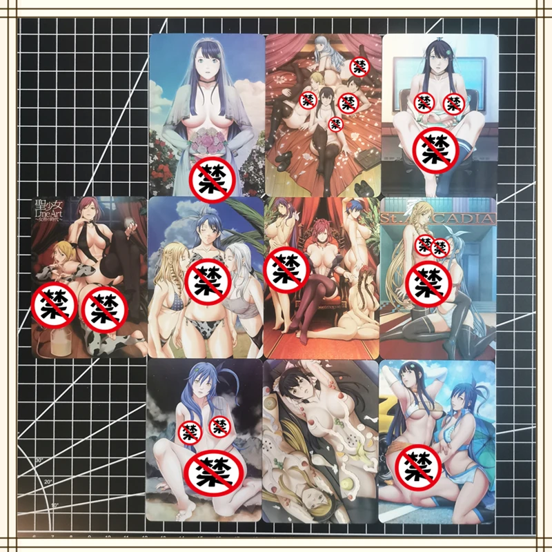 9pcs Homemade Anime Seishoujyo Cards Girl Character Series ACG Sexy Nude Cards Kawaii Toys Gifts Games Comics Collection Cards