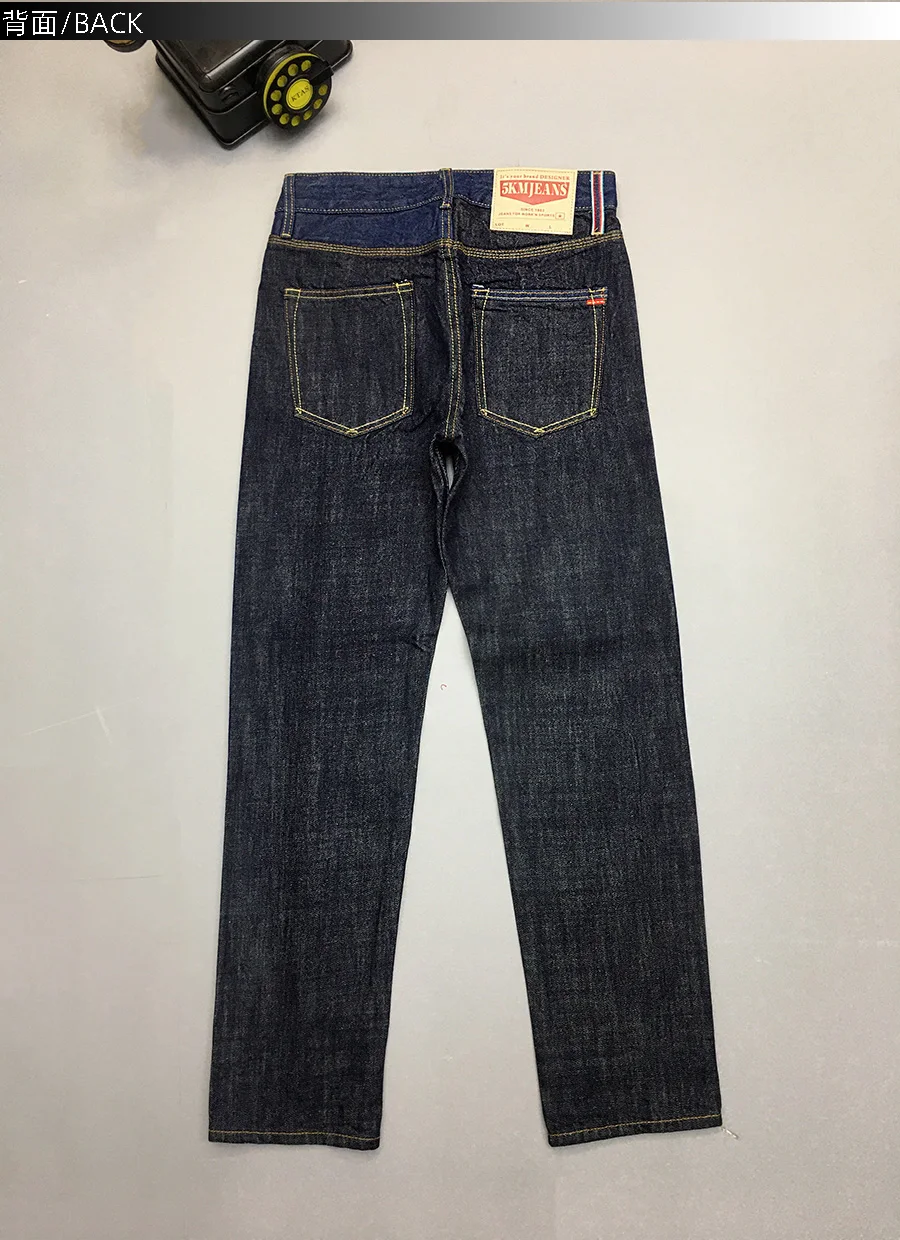 Jeans jeans crus para homens, 100% algodão, ourisca vermelha, vintage pesado lavado, casual calças retas soltas, alta qualidade, 502, 15oz