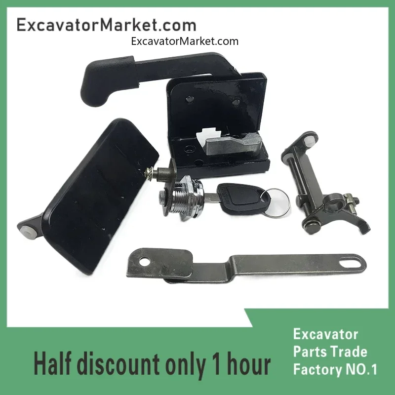 Door Lock Assembly,inner And Outer Handles,lock Cylinder Bracket,reverse Buckle Lock, Excavator Accessorie High Quality