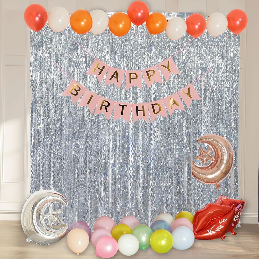 2 Paket Tirai Foil Biru Teal P - Tinsel Garland Decoration ulasan dan harga