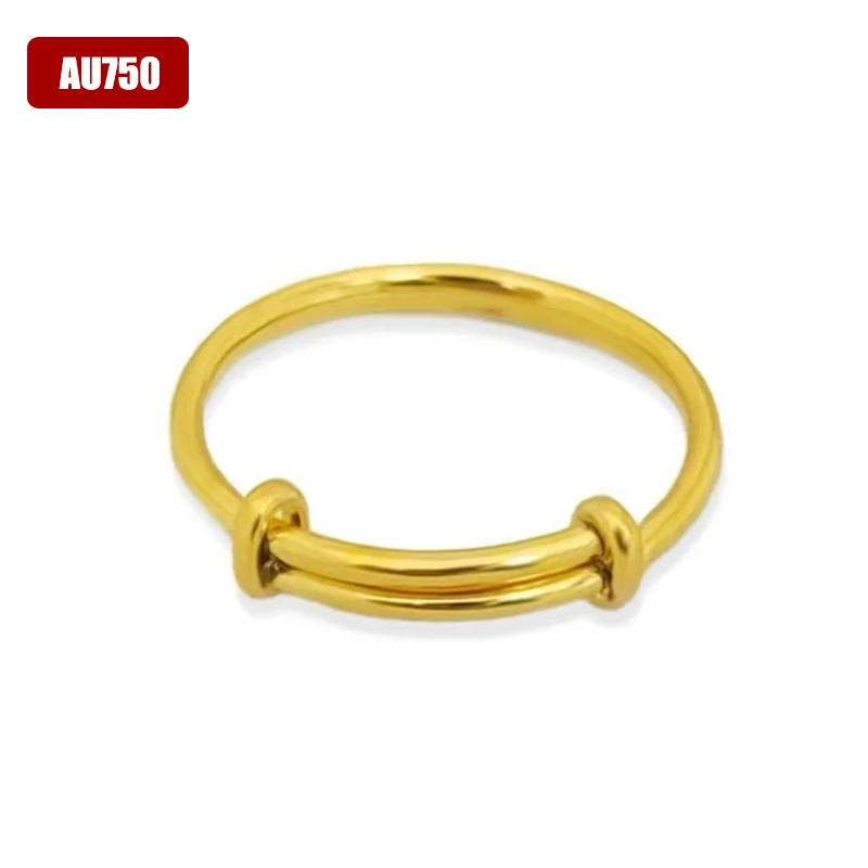 Plated 18k Gold Wedding Rings Gold Adjustable Rings for AU750 Push Pull Ring Gold No Demolding Fine Jewelry