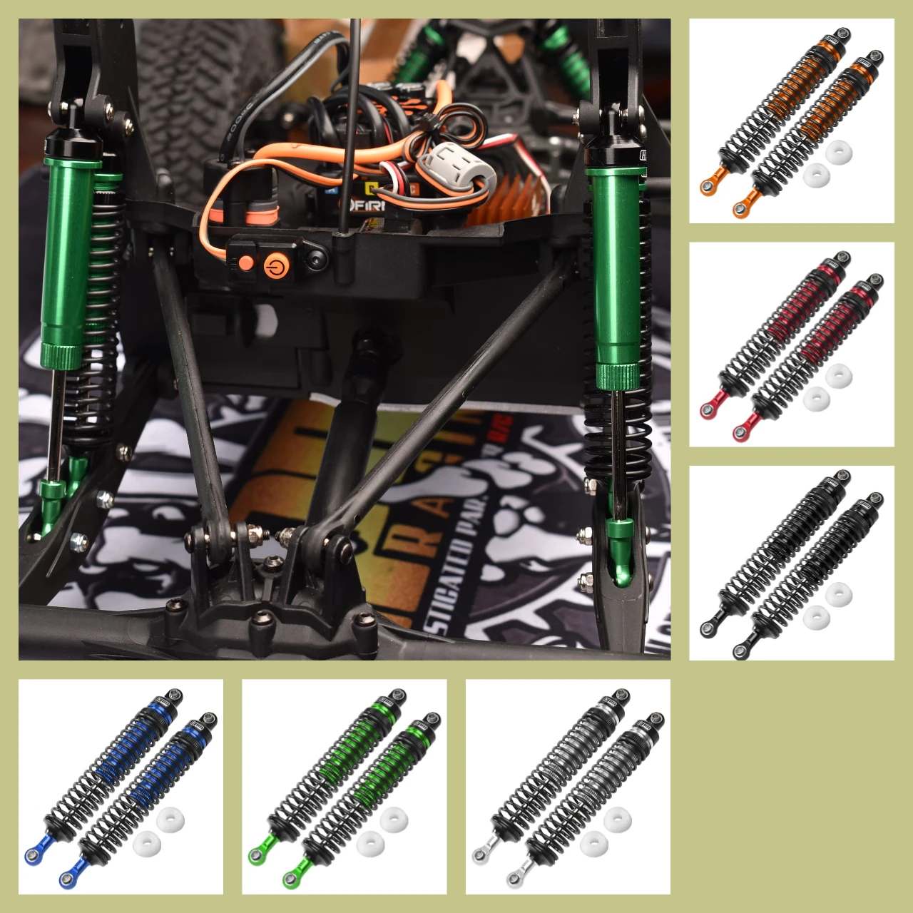 

Aluminum Rear Adjustable Spring Dampers For LOSI 1/10 4WD Hammer Rey U4 Rock