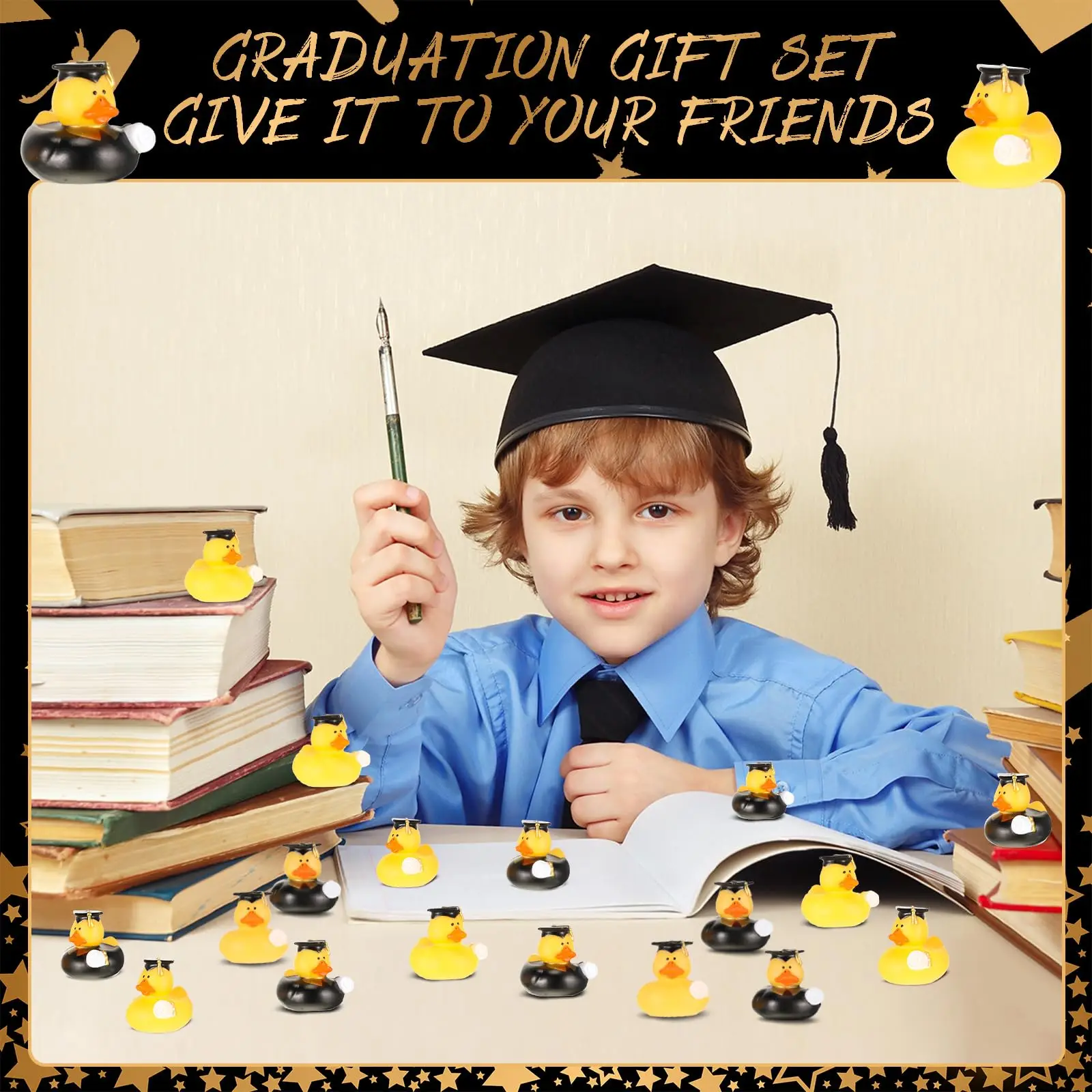 24/48Pcs Graduation Rubber Ducks Graduation Gifts Duck Bulk Graduation Party Favors Decoration Classroom Tassel Cap