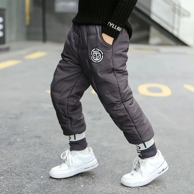 Warm Thicken Boys Girls Down Pants Winter Children High Quality Trousers Teens Boy Girl Down Trousers Kids Ski Down Padded Pants