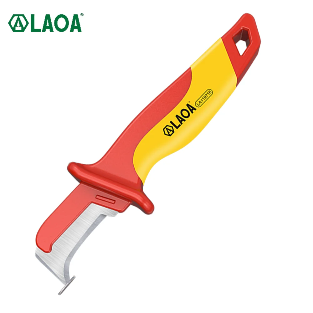 LAOA Insulated Knife Injection Molding Head Pushable Hook Withstand High Voltage Cable Stripping Blade Wire Stripper