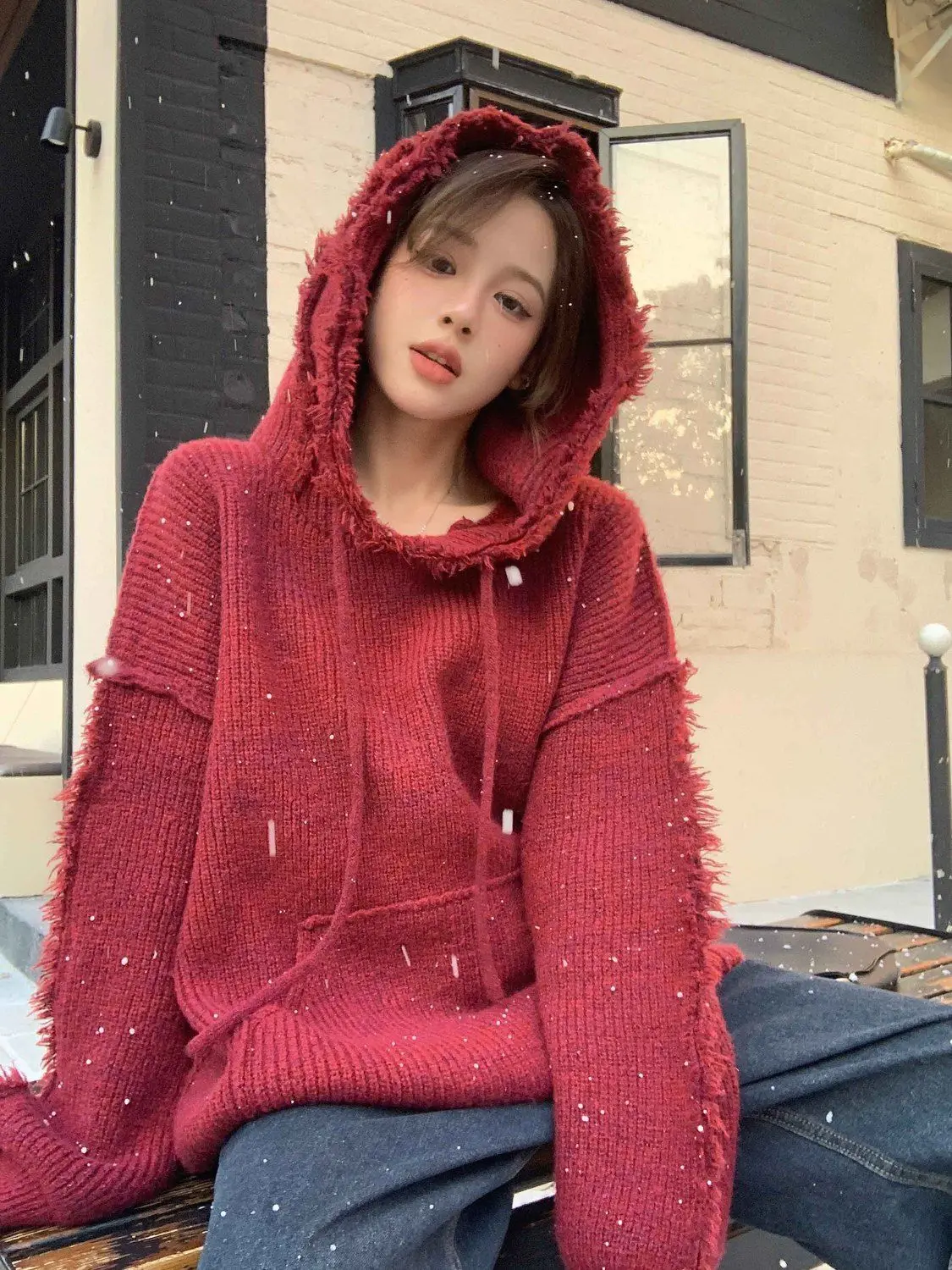 

Свитера Джемперы Пуловеры Женская водолазка Трикотажные рваные края Мешковатые Концертный фестиваль Рок Панк Гранж Альтернатива Y2K Fit