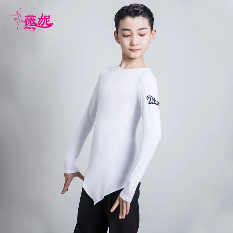 Платье для латинских танцев Venny, топ для мальчиков, облегающая одежда для выступлений для тренировок и сцены, костюмы для бальных танцев