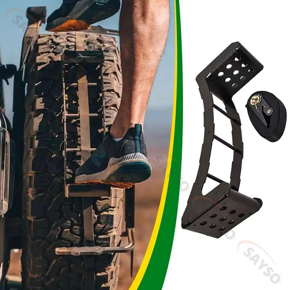 Spare Wheel Step Portable Universal Wheel Ladder Non-Slip Fit for Truck, SUV, Pickup with Rope Tightener Fit 24