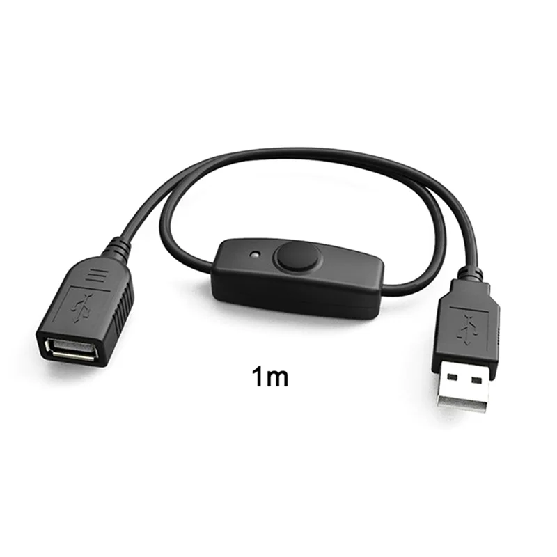 Data Sync USB 2.0 Extender Cord สายต่อ USB พร้อมสวิตช์เปิดปิดไฟ LED สําหรับแล็ปท็อปพีซีพัดลม USB LED