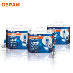 OSRAM Cool Blue Advance H1 H3 H4 H7 H9 H11 9005 9006 HB3 HB4 9003 12V 5000K Mega White Halogen Bulbs Car Headlight Fog Lamp, 2X