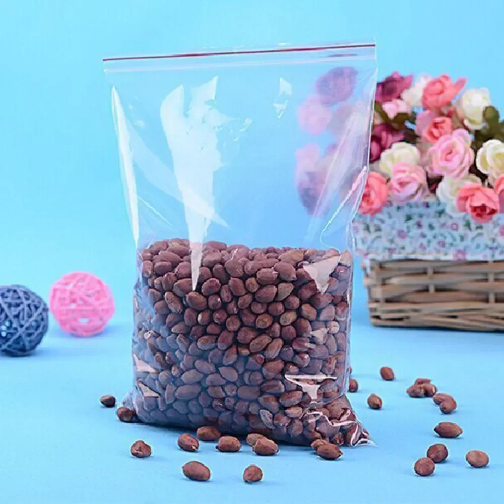 100/200 Stück wiederverschließbare Plastiktüten mit Reißverschluss, transparente Beutel, Vakuum-Aufbewahrungsbeutel, durchsichtige Beutel, Ziplock-Beutel zur Aufbewahrung von Lebensmitteln, Kunststoff – Detail 4
